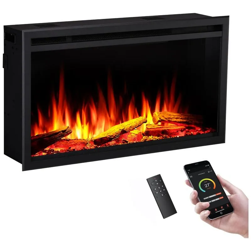 Lareira Elétrica Inteligente Legendflame 84cm Com Montagem Na Parede, 2 Tipos De Instalação, Cores De Chama Multicoloridas, Controle Remoto Smart