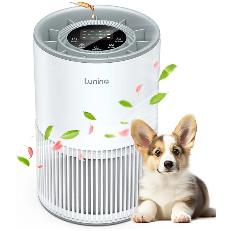 Purificador De Ar Lunino H13 True Hepa Para Ambientes Grandes De Até 162 M² Com Sensor De Qualidade Do Ar E Fragrância Integrada