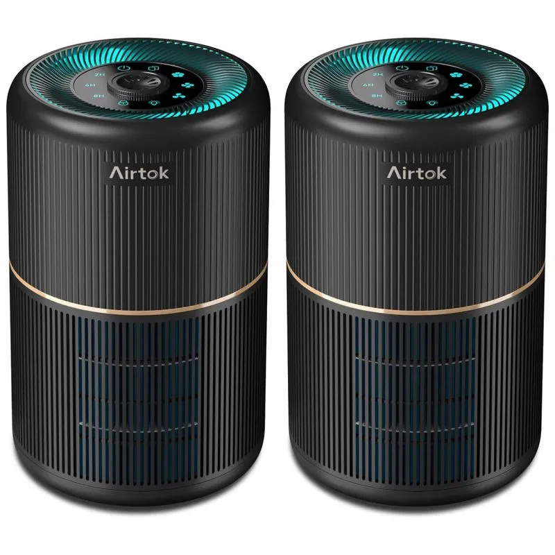 Purificador De Ar Multifuncional Com Filtro Hepa H13 Para Ambientes De Até 35m² - 12 Esponjas De Aromatização - Cor Preto,airtok