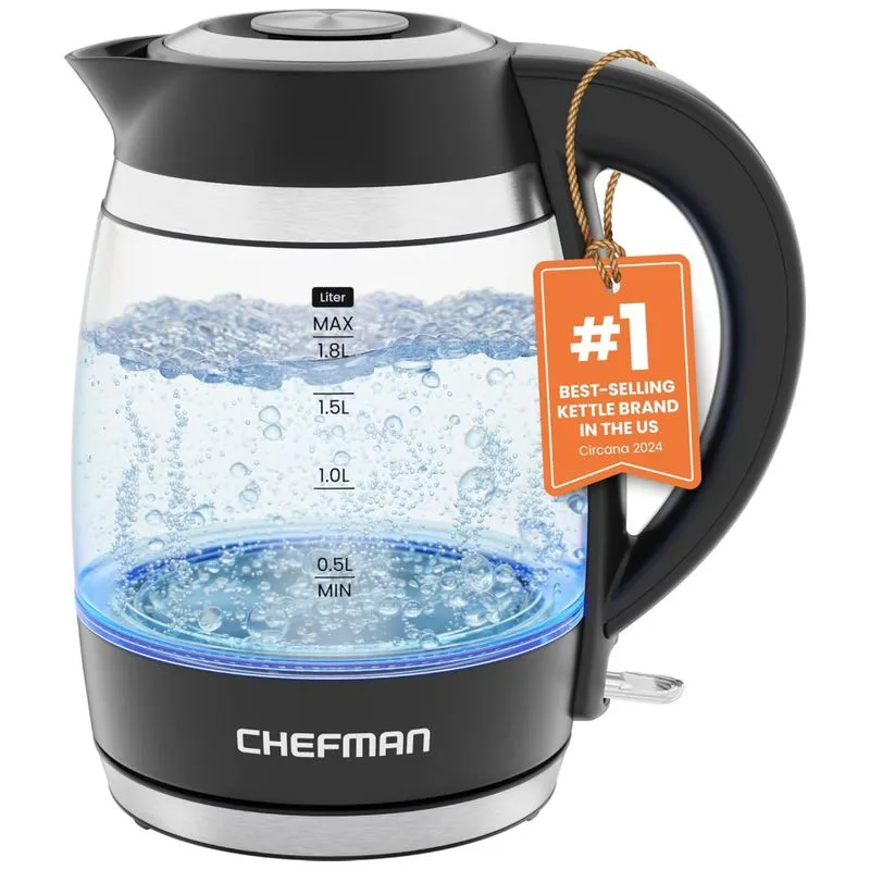 Chaleira Elétrica Chefman, 1.8l 1500w, Fervura Rápida, Desligamento Automático, Proteção Contra Funcionamento A Seco