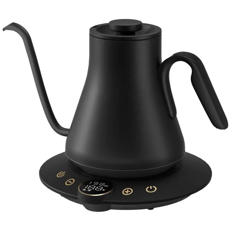 Chaleira Elétrica Gooseneck Intasting, Controle De Temperatura, Interior Em Aço Inox, Aquecimento Rápido, 0,9l - Preto