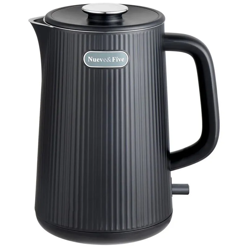 Chaleira Elétrica Nueve&amp;amp,amp,amp,amp,five 1.7l, Chaleira Elétrica De Parede Dupla, Desligamento Automático, 1200w Em Aço Inoxidável 304 - Preto