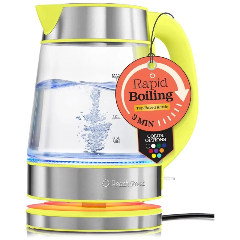 Chaleira Elétrica Speedboil Water, 1,7l 1500w, Vidro Borossilicato, Desligamento Automático, Design Ergonômico, Led - Peach Street