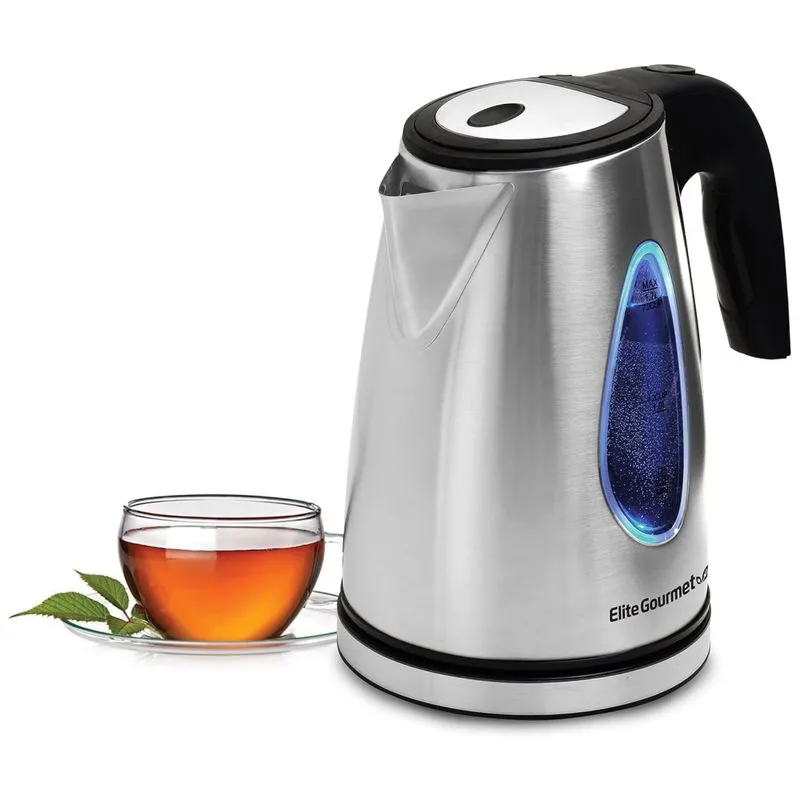 Chaleira Elétrica Elite Gourmet Ekt1271 Ultimate 1,7 Litros Em Aço Inox, Base 360º, Led Azul, Desligamento Automático