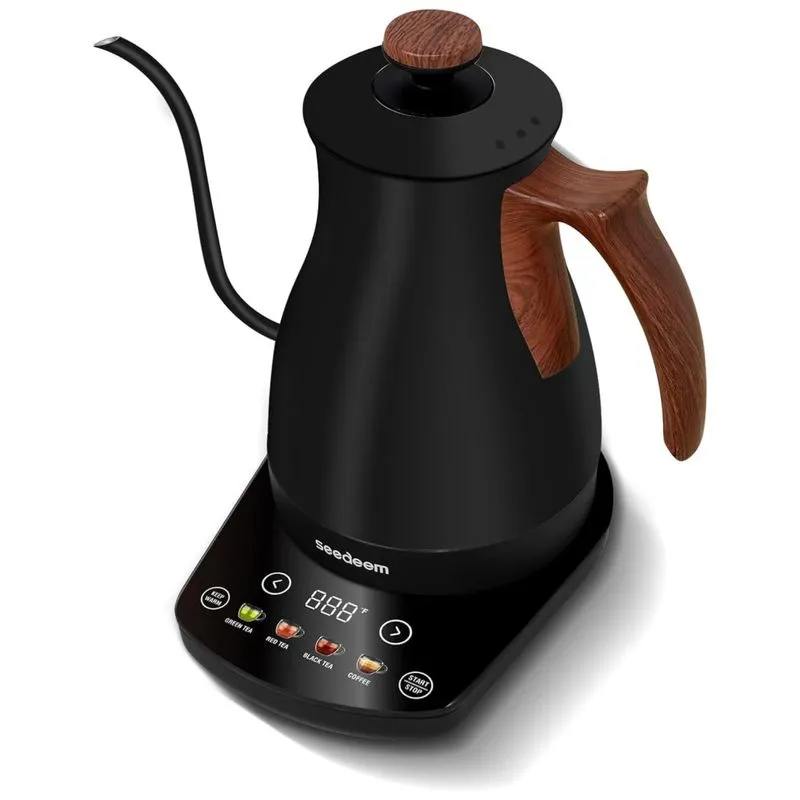 Chaleira Elétrica Gooseneck Seedeem Tela Sensível Ao Toque 1200w Para Chá E Café Com 4 Modos De Aquecimento E Controle De Temperatura