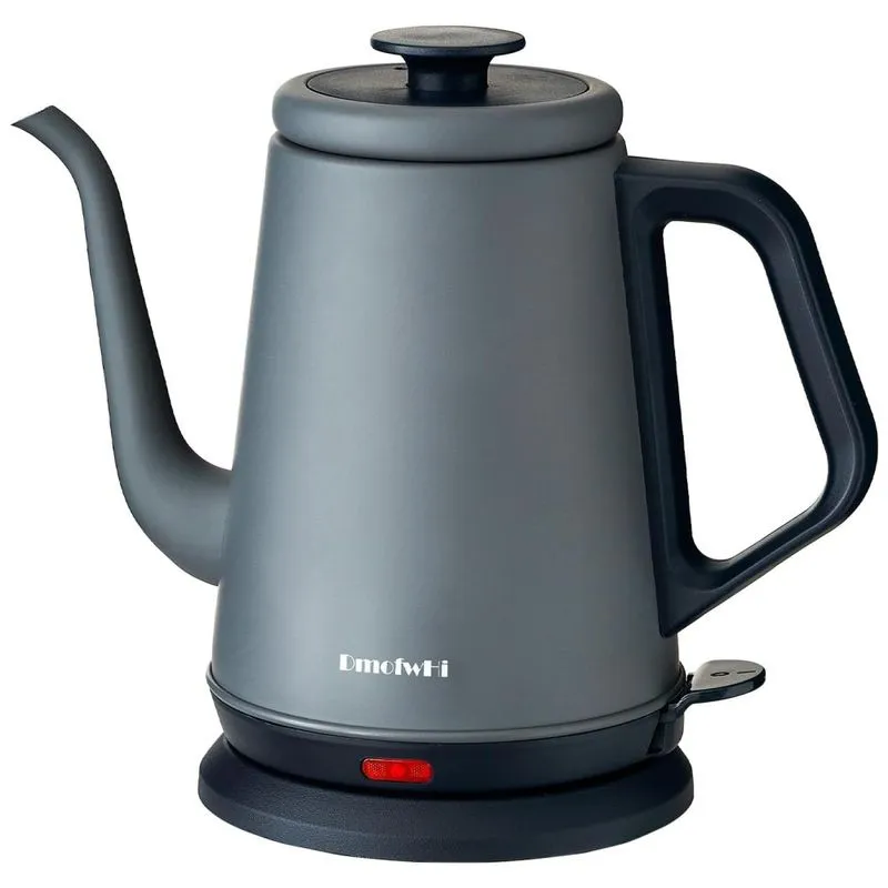Chaleira Elétrica Dmofwhi Gooseneck 1,0l, 1000w Em Aço Inoxidável 304, Desligamento Automático, Cinza