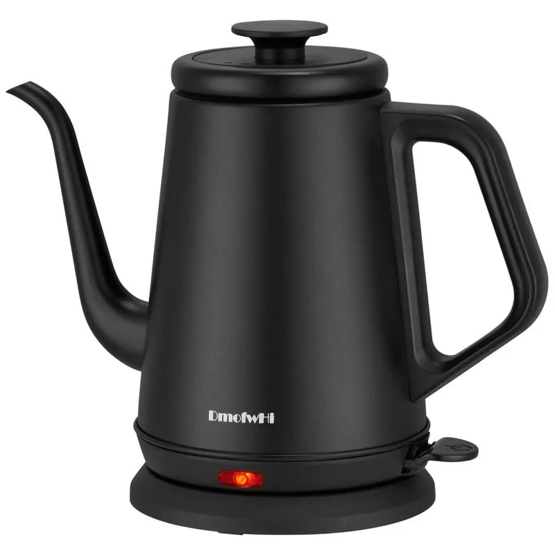 Chaleira Elétrica Dmofwhi Gooseneck 1,0l, 1000w Em Aço Inox 304, Desligamento Automático, Preto Fosco