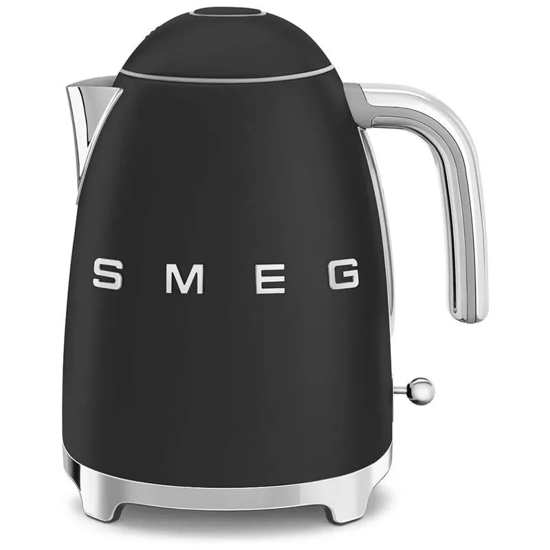 Chaleira Elétrica Retrô Smeg Com Desligamento Automático, Base Removível E Indicador De Água, Klf03blmus, Preto Fosco
