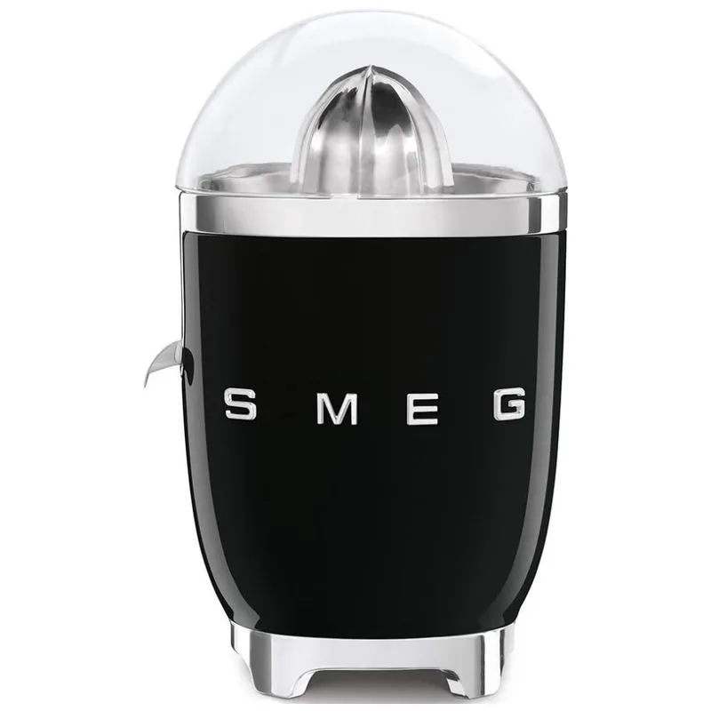 Espremedor De Suco Cítrico Smeg 50s Retro Style Com Bico Anti Gotejamento, Ativação Automática E Coleta Eficiente, Preto
