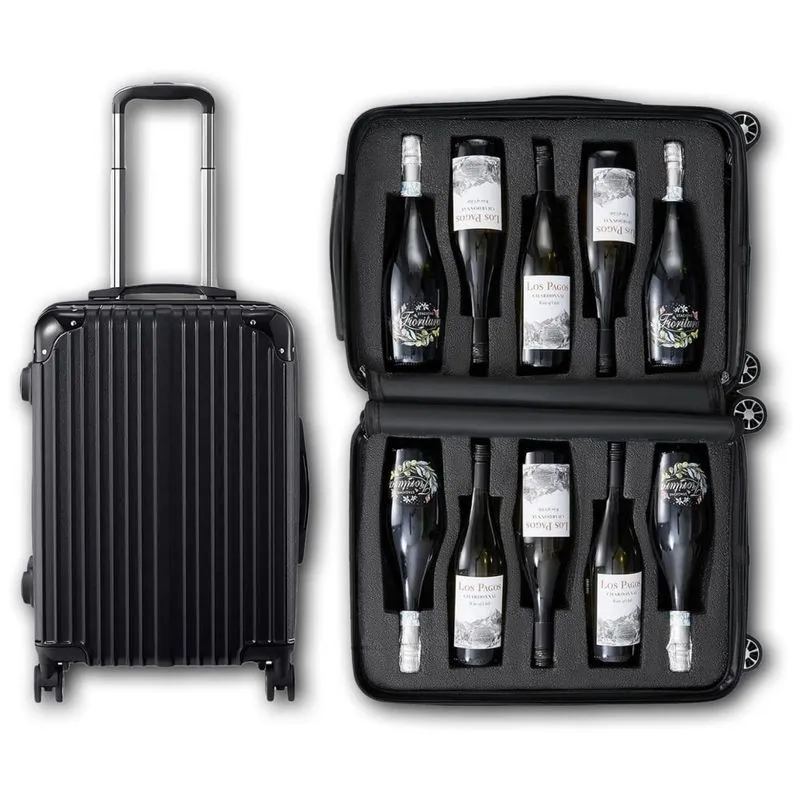 Mala Porta-garrafas De Vinho Para 10 Garrafas De 750 Ml - Case De Bagagem De Avião Com Rodízios, Aprovado Pela Anac - Prático E Elegante!