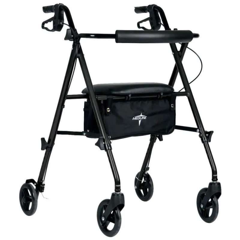 Andador De Alumínio Superleve Medline, Preto - Mobilidade Durável E Confortável