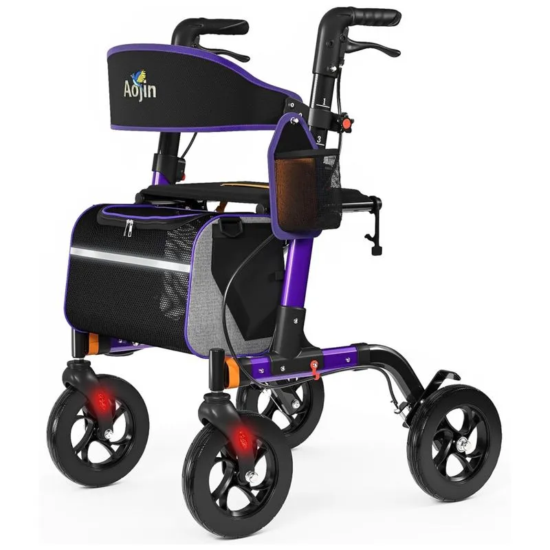 Cadeira De Rodas Com Assento Acolchoado, Suporta Até 158,75 Kg, Assento Largo 45,72 Cm, Rodas Off-road 20,32 Cm, Altura Ajustável 6 Níveis.aojin