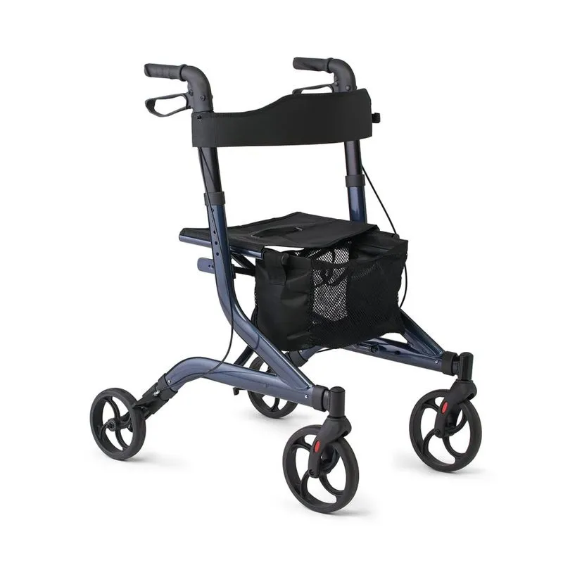 Andador Medline Em Alumínio Estilo Europeu Dobrável Com Encosto, Suporta 136kg, Azul Marinho Para Recuperação De Cirurgia Nos Pés E Pernas, 1 Unidade