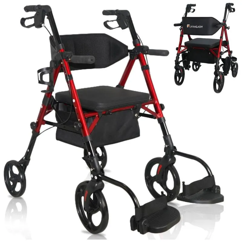 Cadeira De Rodas 2 Em 1 Com Assento E Encosto Amplos, Rodas De 25 Cm Na Frente E 20 Cm Na Traseira, Ideal Para Idosos, Suporta Até 120 Kg,flyingjoy