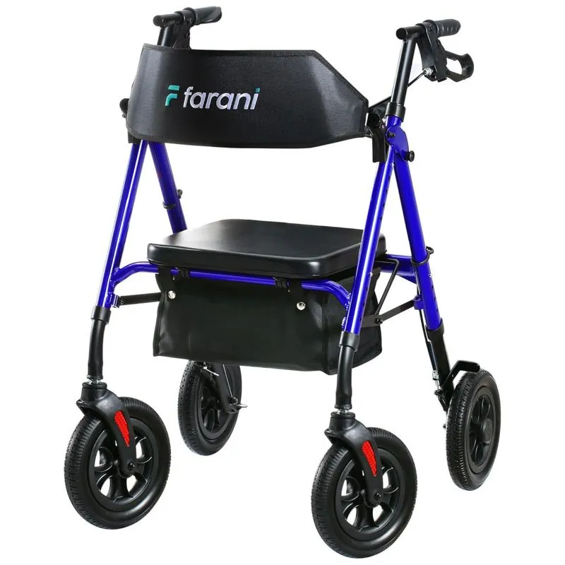 Cadeira De Rodas Dobrável Farani, Com Encosto Acolchoado, Rodas De 10 Polegadas, Manoplas Ergonômicas E Assento Regulável.