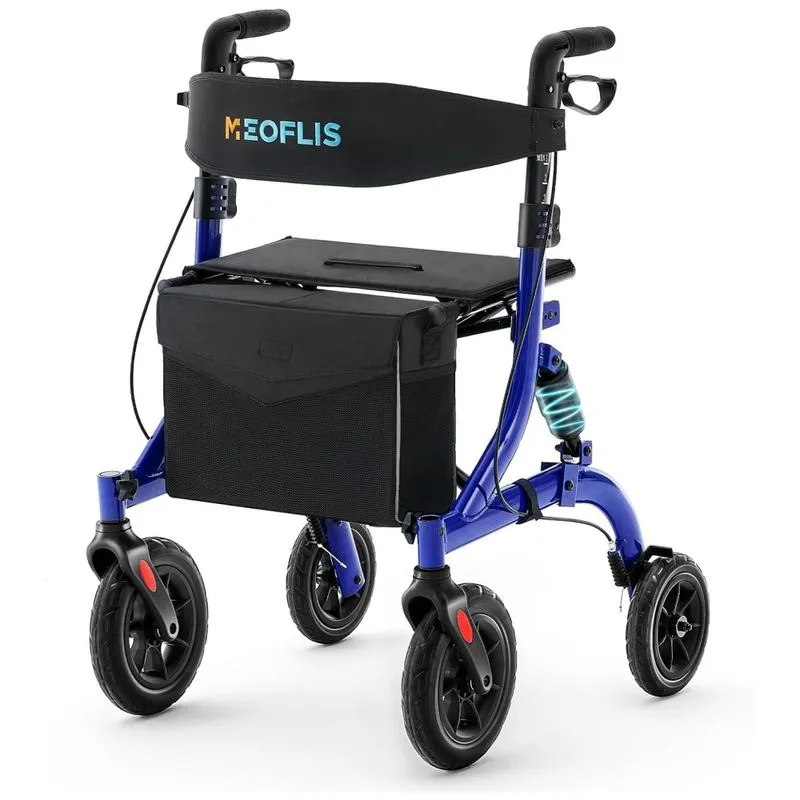 Andador Rollator Com Assento, Ideal Para Reembolso De Despesas Médicas, Resistente A Terrenos Acidentados, Rodas De 25,4 Cm, Suporta Até 159 Kg