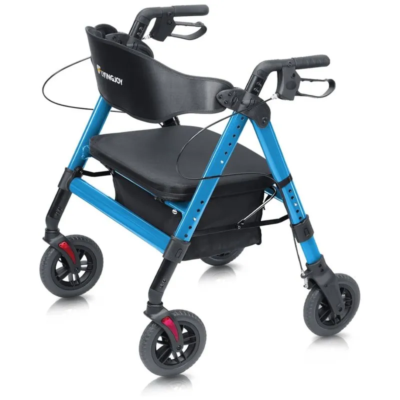 Andador Rollator Com Assento, Rollator Robusto Extralargo Para Pessoas Grandes E Altas - Capacidade De 205kg - Azul De Alumínio,flyingjoy