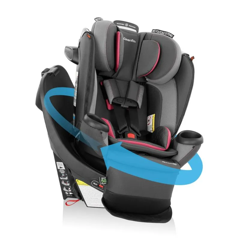 Cadeirinha De Carro Rotativa Evenflo Revolve360 Extend Allinone Com Capa De Limpeza Rápida Rowe Pink