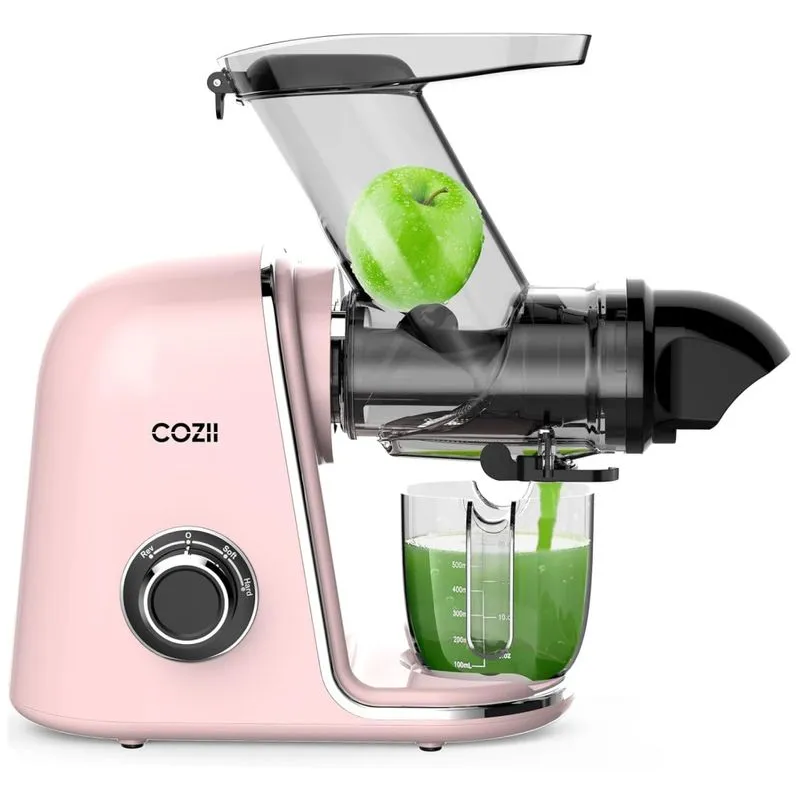 Extrator De Suco Cozii Cold Press, Juicer Lento Com Modo Suave E Potente, Bocal Largo De 9cm Para Frutas E Vegetais, Motor Silencioso E Fácil De