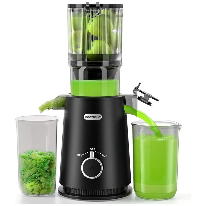Extrator De Sucos Ecoself Com Tubo De Alimentação Amplo, Ideal Para Frutas E Vegetais Inteiros, Alta Produtividade De Suco, Fácil De Limpar