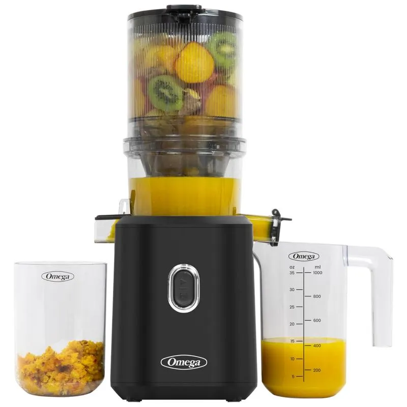 Extrator De Suco Omega Cold Press Juicer Time Saving Para Sucos De Frutas E Vegetais Em Lotes, 150 Watts, Preto
