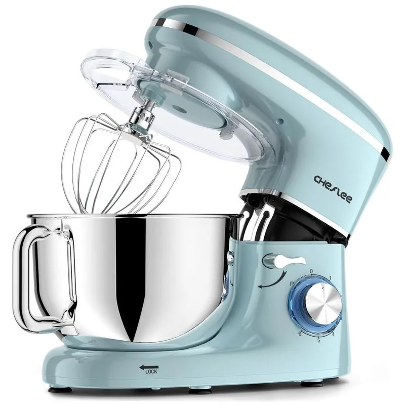 Batedeira Cheflee, 600w 6 Velocidades Com Tigela De 6,5l Em Aço Inox, Ganchos Para Massa E Batedor De Claras, Ideal Para Cozinheiros Domésticos