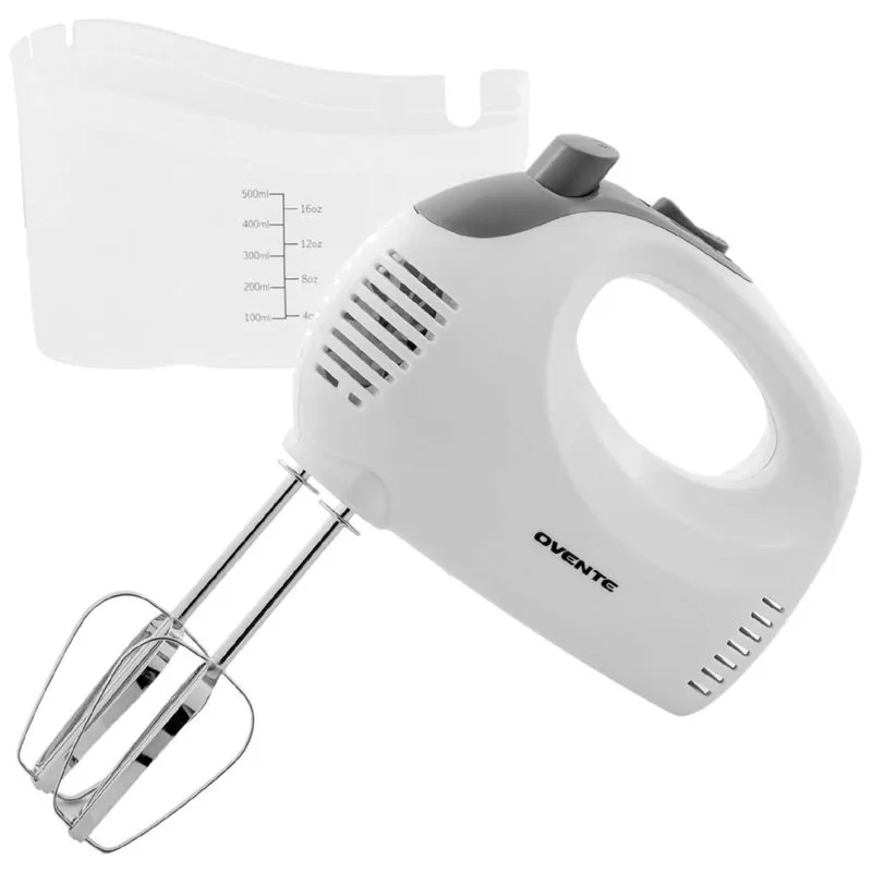 Batedeira Manual Elétrica Ovente 5 Velocidades Com Batedor De Aço Inoxidável, Estojo De Armazenamento Snap-on, Motor Portátil De 150w, Compacta