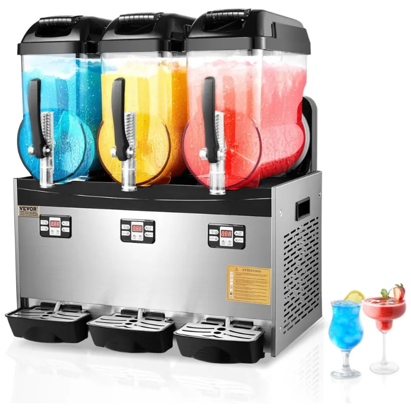 Máquina De Frozen Vevor Comercial, Triplo Tanque De 12 Litros Para Bebidas Geladas, Fabricante De Margaritas E Smoothies Em Aço Inox, Perfeita