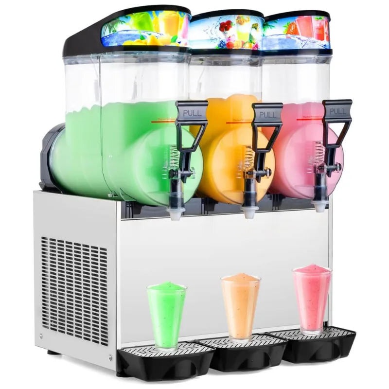 Máquina De Frozen Rovsun Para Bebidas Geladas, 15l X 3 Tanques, Margarita De 45l, Aço Inoxidável, Uso Comercial E Residencial