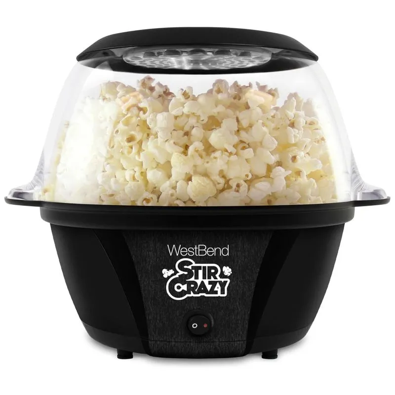 Pipoqueira Elétrica West Bend Stir Crazy Hot Oil - Máquina De Pipoca Com Tigela Grande E Haste De Mistura, Ideal Para Noites De Cinema!
