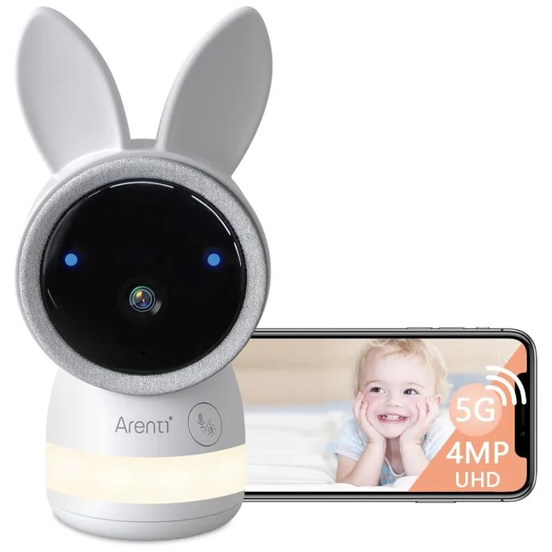Câmera De Segurança Interna Arenti Baby Para Pet Com App, 4mp Wifi 2,4g5g, Rastreamento De Movimento 360°, Sensor De Temperatura E Umidade.