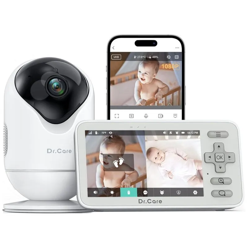 Babá Eletrônica Inteligente Dr.care Vistaview Lite Wifi: 1080p, Visão Noturna, Bateria 3000mah, Controle Por App