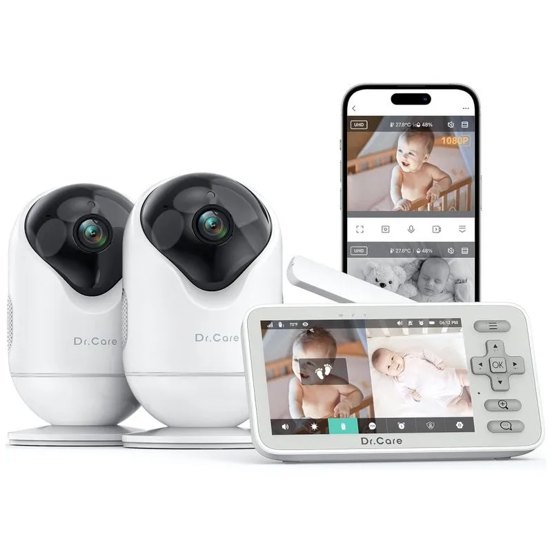 Babá Eletrônica Vistaview Lite Com Wi-fi, 2 Câmeras, Tela Dividida 720p, Controle Por App, Alertas De Movimento, Visão Noturna,dr.care
