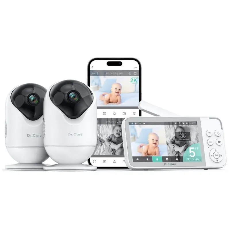Babá Eletrônica De Bebê Inteligente Vistaview Com 2 Câmeras 1080p E 2k, Controle Via App, Alertas De Choro E Movimento, Visão Noturna,dr.care