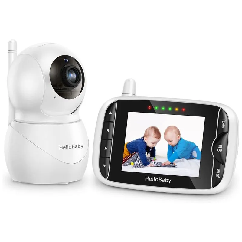 Hellobaby Monitor Com Câmera E Áudio, Tela Ips Lcd, Vídeo Sem Wifi, Visão Noturna Infravermelha, Temperatura, Canções De Ninar, Áudio.