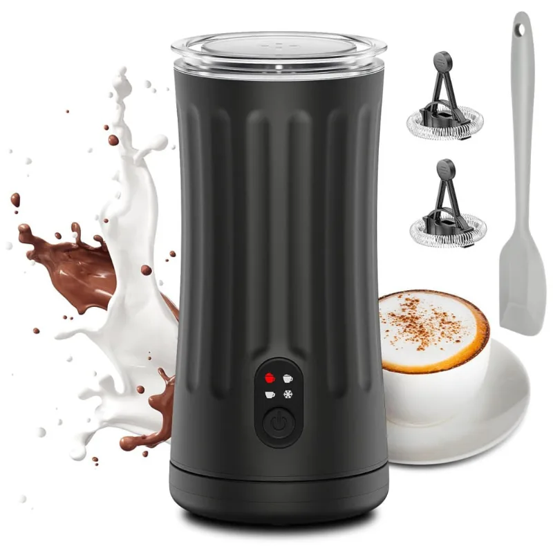 Espumador De Leite Ovetedot, 4 Em 1 Com Aquecedor, Controle De Temperatura, Desligamento Automático, Preto 240ml