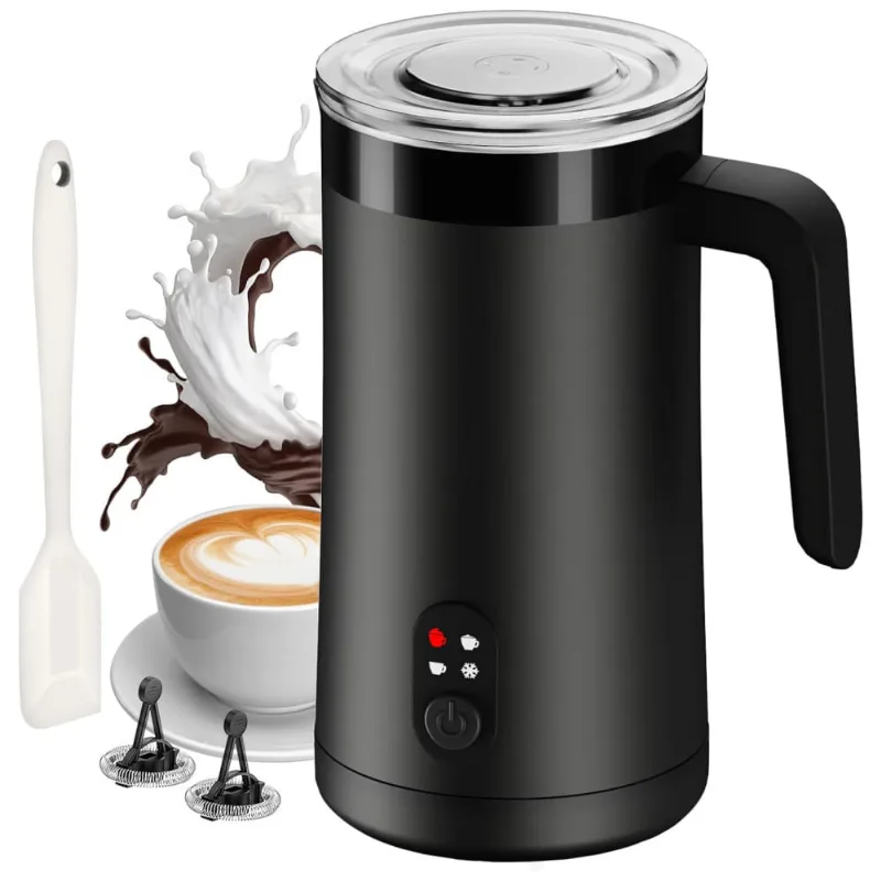 Batedor De Leite 4 Em 1, 400ml, Preto Clássico - Crie Espuma Quente E Fria, Aqueça E Prepare Leite Para Café, Latte, Cappuccino, Macchiato E Matcha