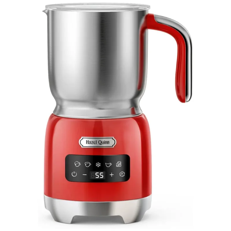 Espumador De Leite Hazel Quinn, 5 Em 1, Ajuste De Temperatura E Espessura, Copo 400ml P/ Café Latte Quente E Gelado, Lavável Em Lava-louças