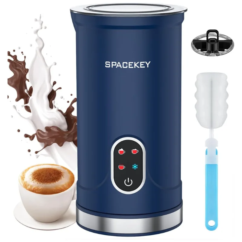 Espumador De Leite 4 Em 1 Spacekey, Batedor E Aquecedor De Leite, Elétrico Com Desligamento Automático, Modo Silencioso E Controle De Temperatura