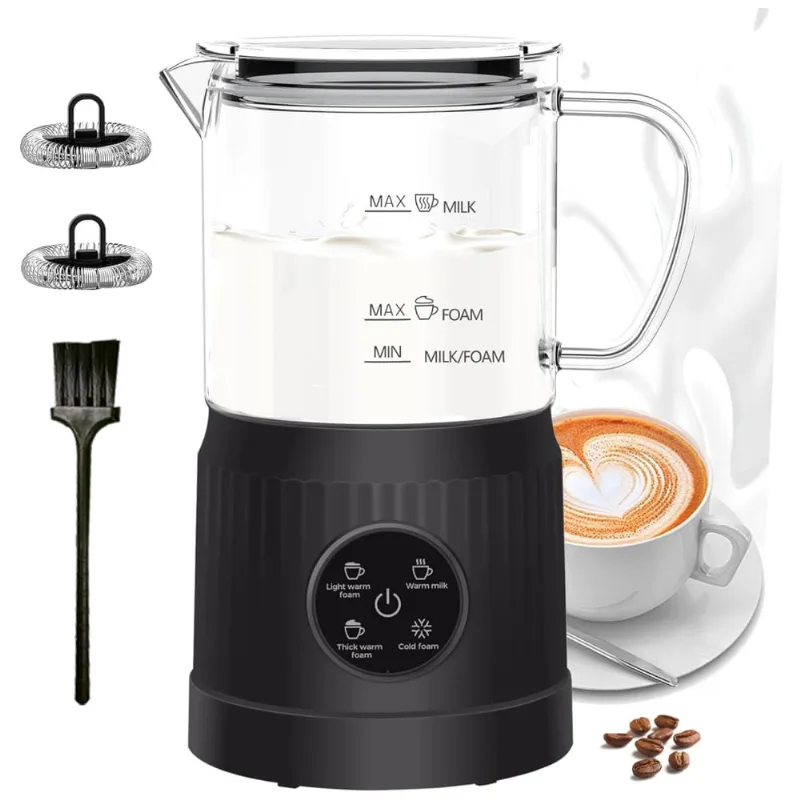 Espumador De Leite Elétrico Com Tela De Toque Led, 400ml: Prepare Lattes, Cappuccinos E Macchiatos Em Casa De Forma Prática E Deliciosa!
