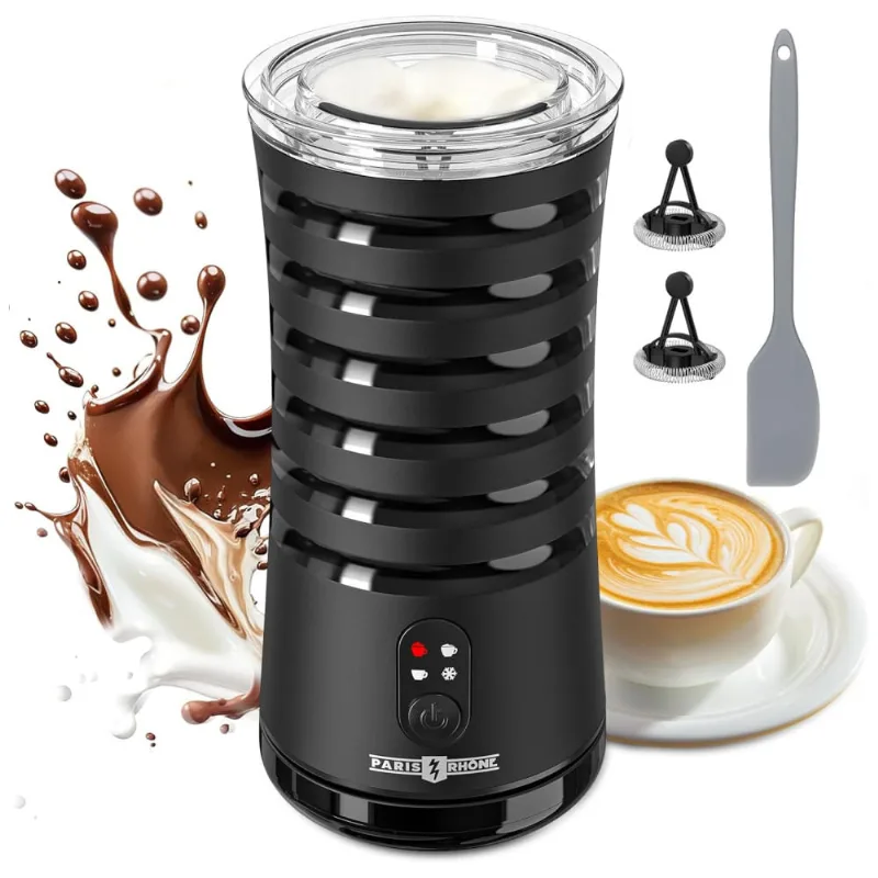 Espumador De Leite Paris Rhne: 4 Em 1, Aquece Leite Quente/frio C/ Controle De Temperatura E Desligamento Automático - Preto 240ml
