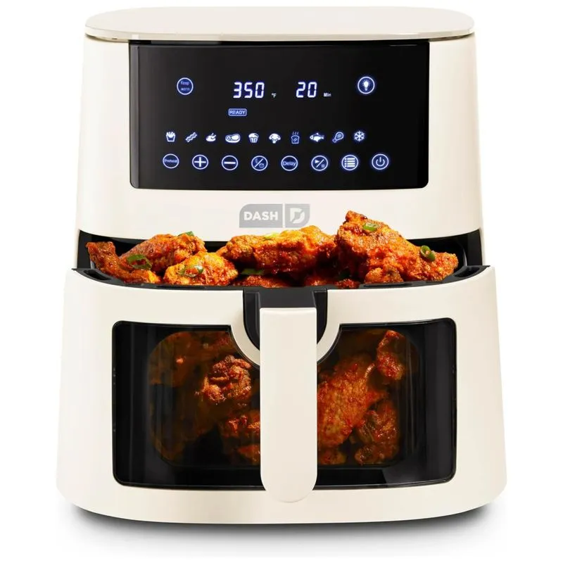 Fritadeira Digital De Ar Dash 7 Litros Clear View Cream Litros - Grande Capacidade E Tecnologia De Aircrisp