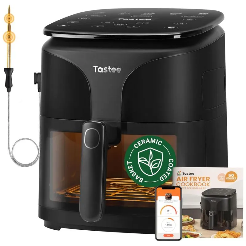 Fritadeira Elétrica Cerâmica Tastee, 8 Em 1 5,2l, Desidratador 232°c Com Sonda Inteligente, 24 Receitas, App Com Receitas