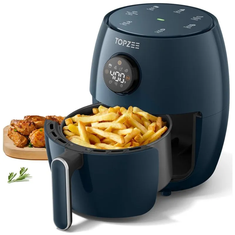 Fritadeira Elétrica De Ar Compacta 2,1 Litros 4 Em 1: Assa, Tosta, Reaquece, 98% Menos Óleo, Controle De Temperatura Ajustável E Temporizador 60 Min.