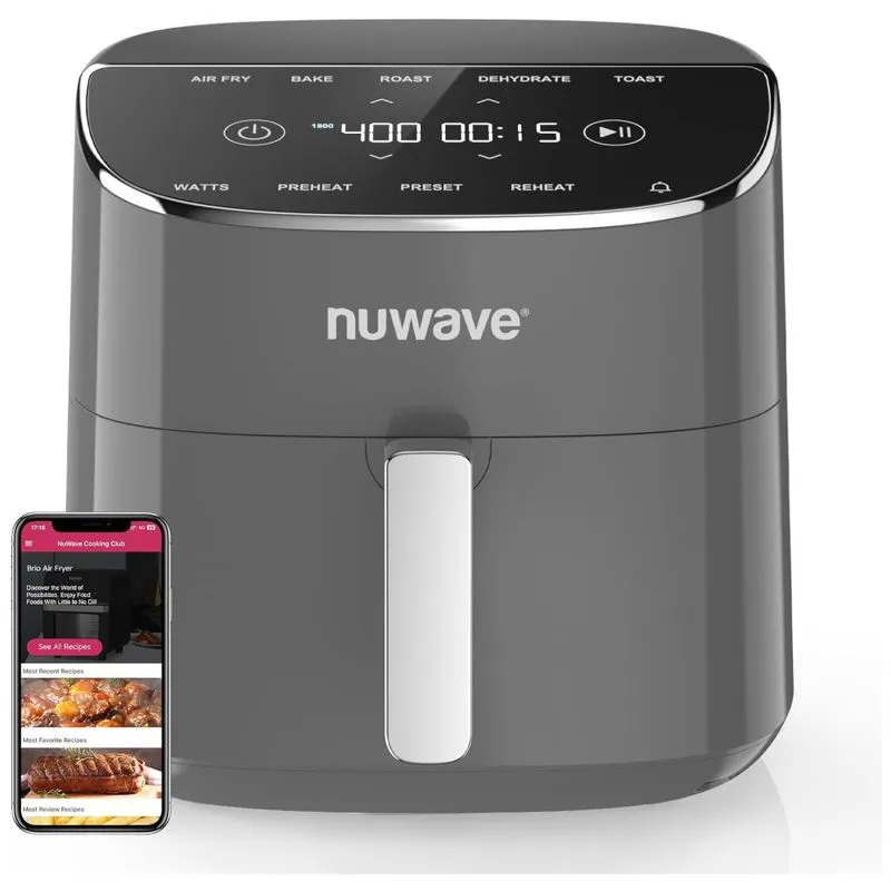Fritadeira Elétrica Sem Óleo Nuwave Brio Plus 8 Litros, Livre De Substâncias Tóxicas, 7 Funções De Cozimento Automático