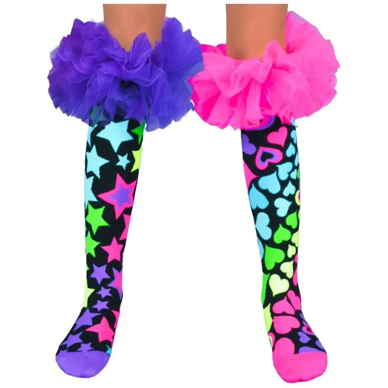 Meias Magic Frills Da Madmia, Meias De Cano Alto Super Fofas Com Franjas Mágicas Super Coloridas! 6-18 Anos Multi