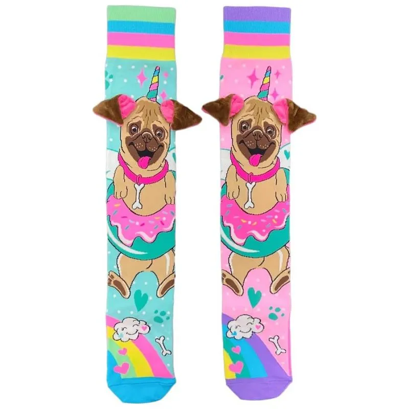 Meias Fofas De Pug Com Orelhas 3d - Tamanho 3-5t - Madmia
