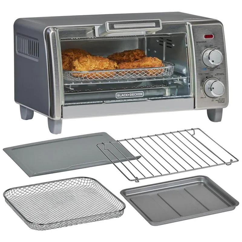 Forno Elétrico Black+decker Crisp N Bake Air Fry, 5l, 4 Pães, 5 Funções, Pizza 23cm, Timer 30min, Assa, Grelha, Frita