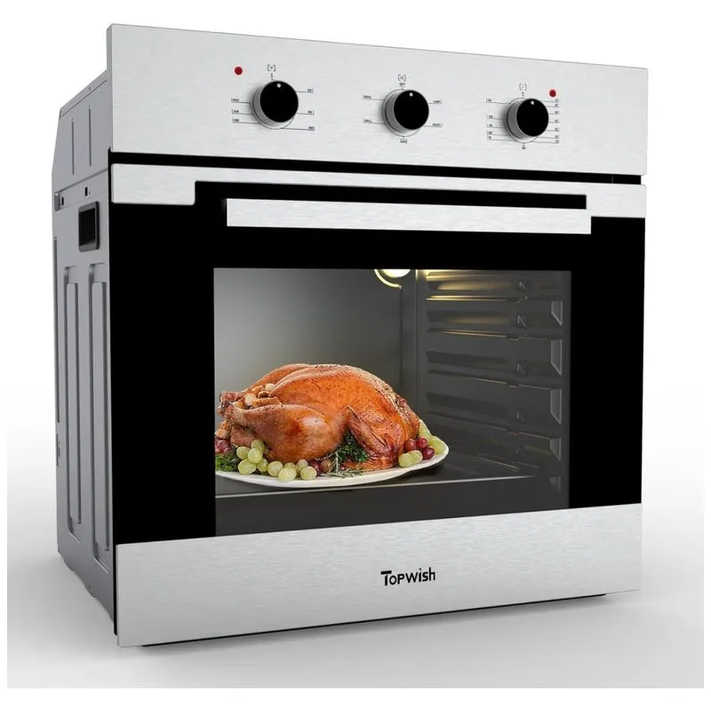 Forno De Parede 60cm Topwish, 65 Litros, Elétrico Embutido, Convecção, Controle Mecânico, 5 Funções De Cozimento