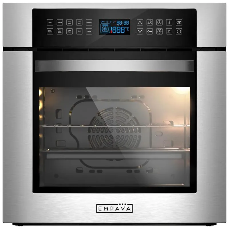 Forno De Parede Único Empava Com 10 Funções De Cozimento E Convecção, Design Moderno Em Aço Inoxidável - Empv24woc02